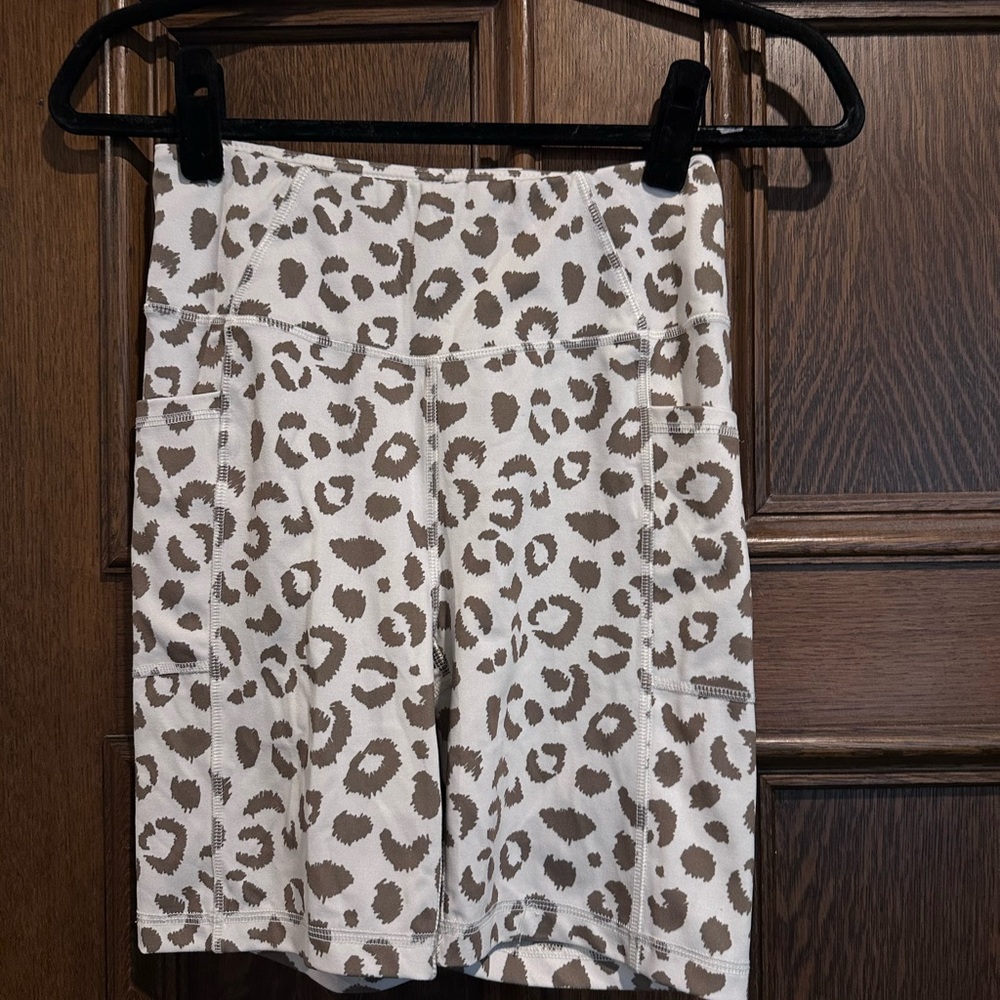 Gottex White and Olive green Leopard Print Bike Shorts